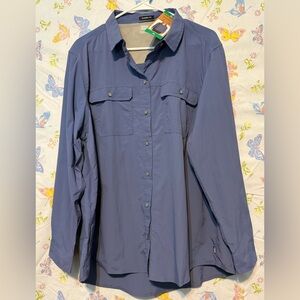 Eddie Bauer Women’s Mountain Ripstop Long Sleeve Top Blue XL NWT UPF 50+